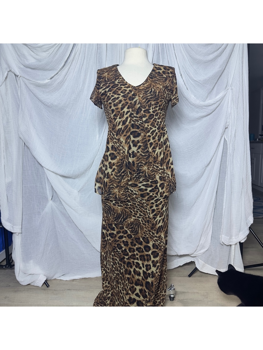 Vintage Animal Print Maxi Dress